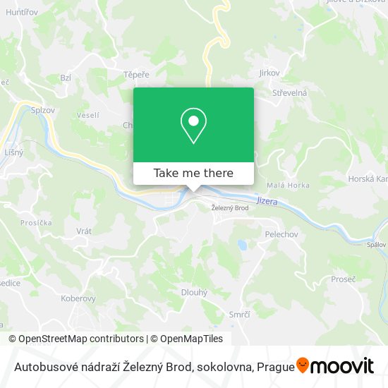 Autobusové nádraží Železný Brod, sokolovna map