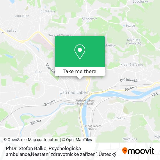 PhDr. Štefan Balkó, Psychologická ambulance,Nestátní zdravotnické zařízení, Ústecký kraj map