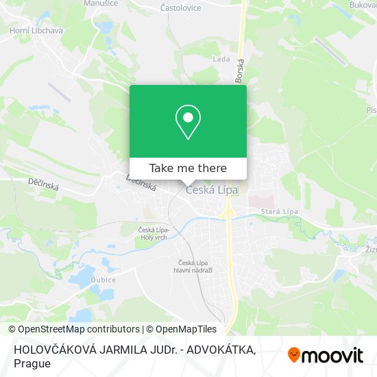 HOLOVČÁKOVÁ JARMILA JUDr. - ADVOKÁTKA map