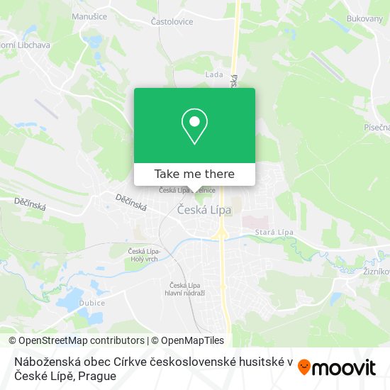 Náboženská obec Církve československé husitské v České Lípě map