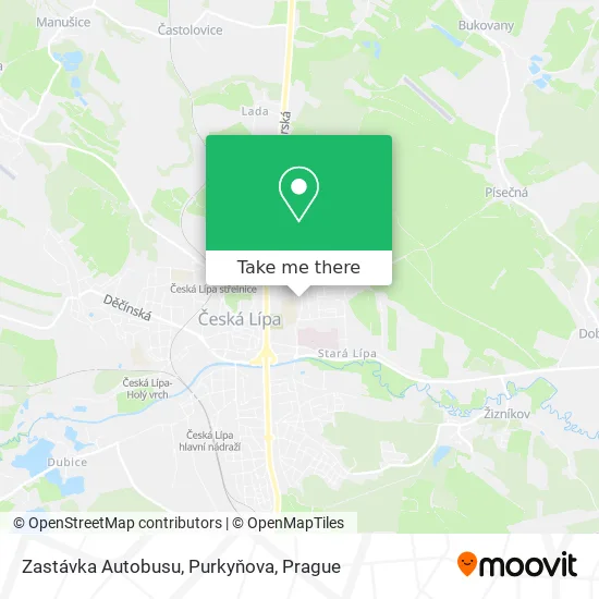 Карта Zastávka Autobusu, Purkyňova