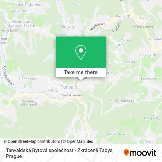 Tanvaldská Bytová společnost - Zkráceně Tabys map