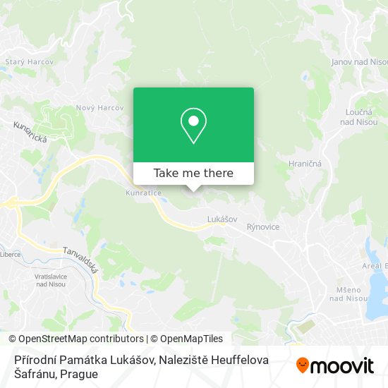 Přírodní Památka Lukášov, Naleziště Heuffelova Šafránu map