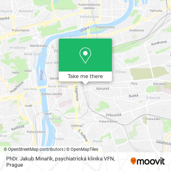 PhDr. Jakub Minařík, psychiatrická klinika VFN map