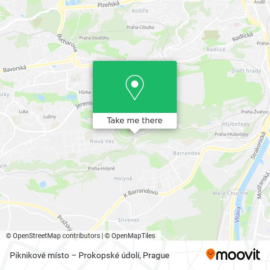 Карта Piknikové místo – Prokopské údolí