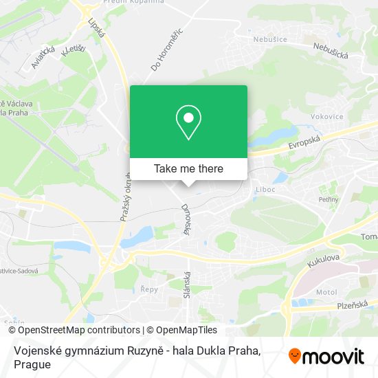 Vojenské gymnázium Ruzyně - hala Dukla Praha map