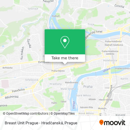 Карта Breast Unit Prague - Hradčanská