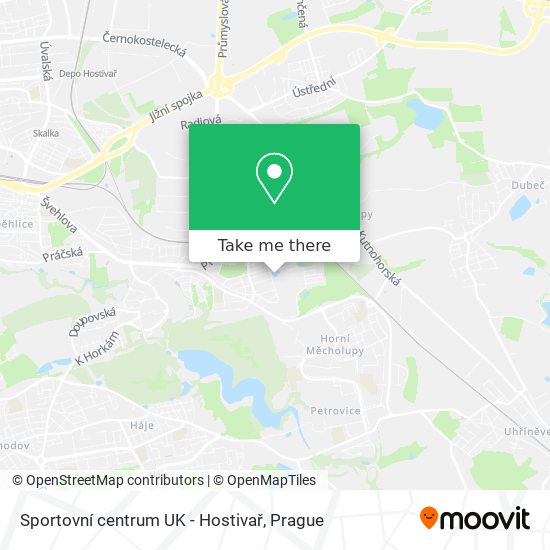 Карта Sportovní centrum UK - Hostivař