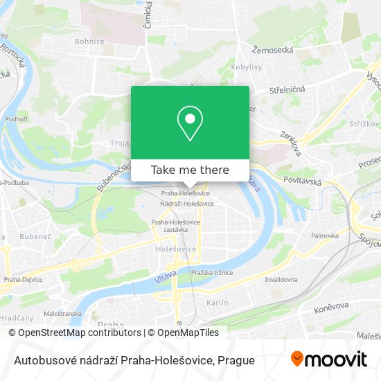 Карта Autobusové nádraží Praha-Holešovice