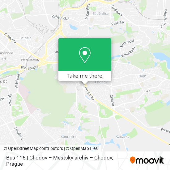 Bus 115 | Chodov – Městský archiv – Chodov map