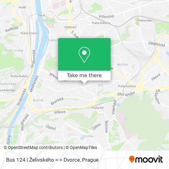 Карта Bus 124 | Želivského <-> Dvorce
