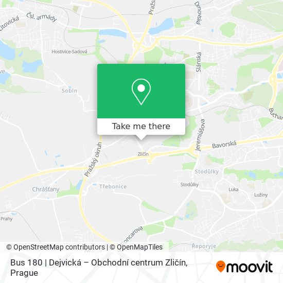 Bus 180 | Dejvická – Obchodní centrum Zličín map