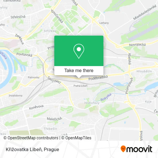 Křižovatka Libeň map