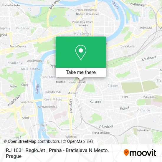 RJ 1031 RegioJet | Praha - Bratislava N.Mesto map