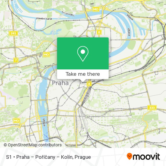 Карта S1 • Praha – Poříčany – Kolín