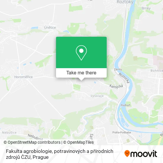 Fakulta agrobiologie, potravinových a přírodních zdrojů ČZU map