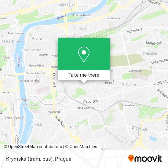 Krymská (tram, bus) map