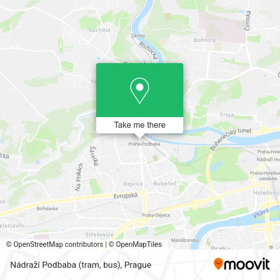 Карта Nádraží Podbaba (tram, bus)