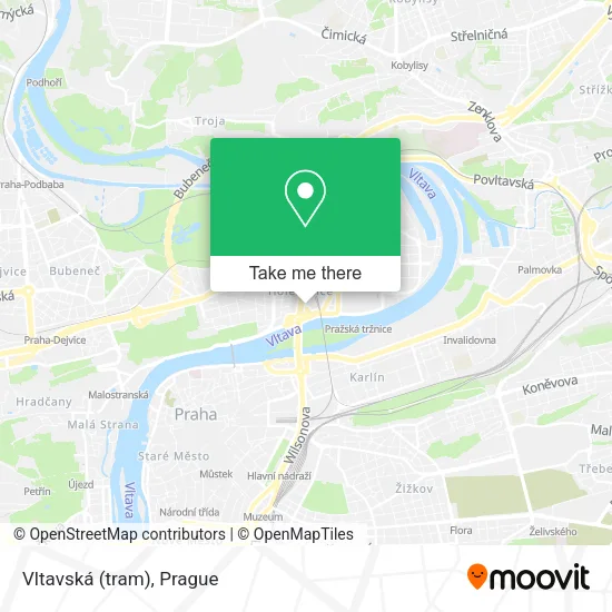 Карта Vltavská (tram)