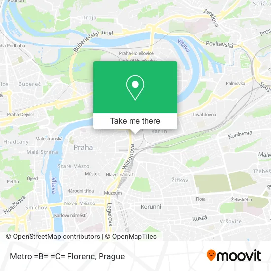 Metro =B= =C= Florenc map