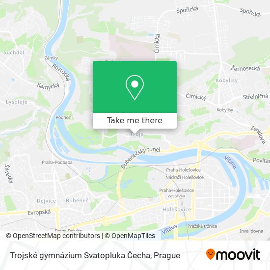 Карта Trojské gymnázium Svatopluka Čecha