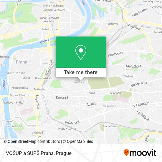 VOŠUP a SUPŠ Praha map