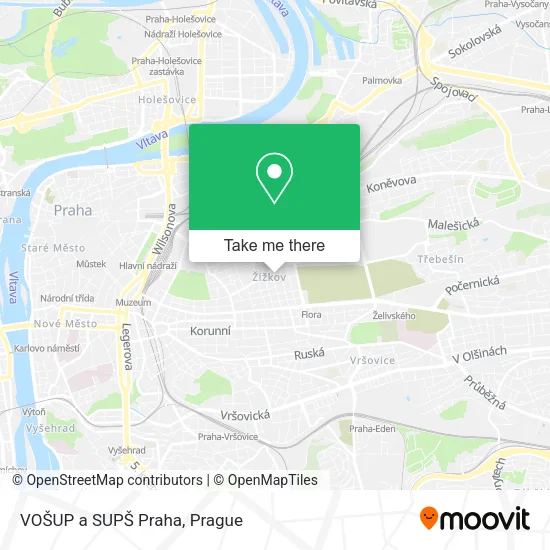 Карта VOŠUP a SUPŠ Praha