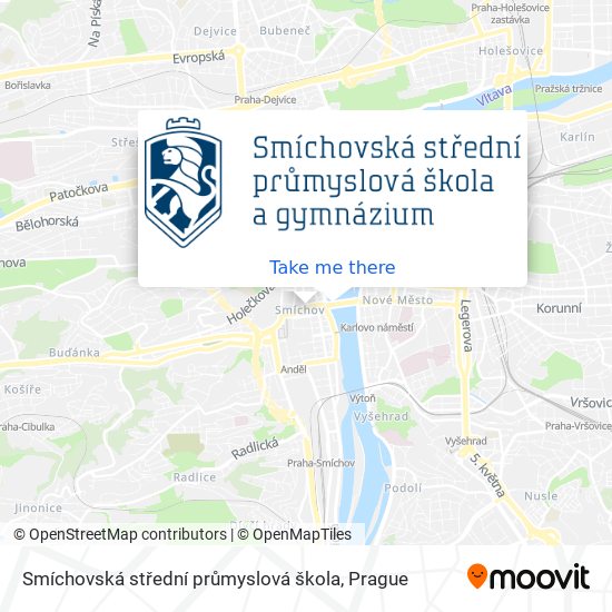 Smíchovská střední průmyslová škola map