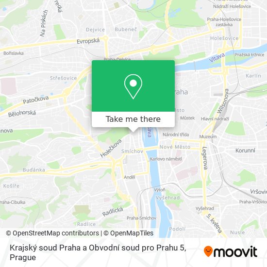 Krajský soud Praha a Obvodní soud pro Prahu 5 map