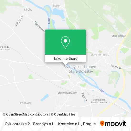 Карта Cyklostezka 2 - Brandýs n.L. - Kostelec n.L.
