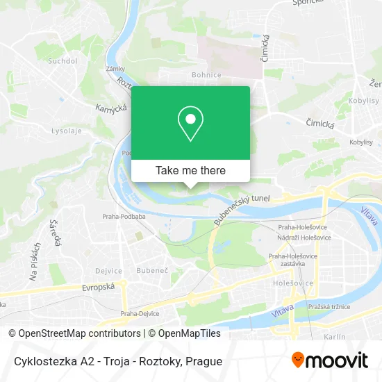 Карта Cyklostezka A2 - Troja - Roztoky