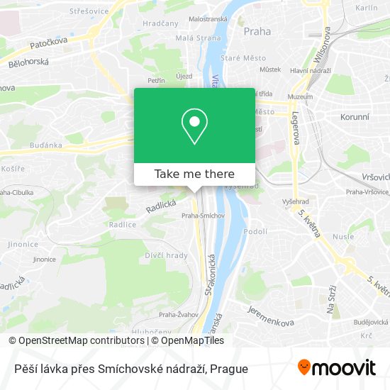 Pěší lávka přes Smíchovské nádraží map