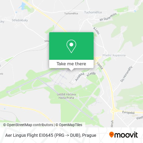 Карта Aer Lingus Flight EI0645 (PRG -> DUB)