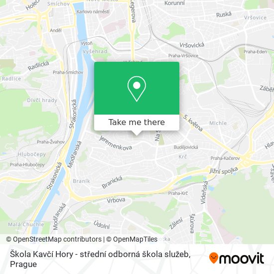 Škola Kavčí Hory - střední odborná škola služeb map