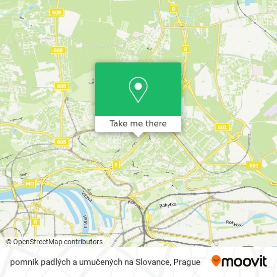 pomník padlých a umučených na Slovance map