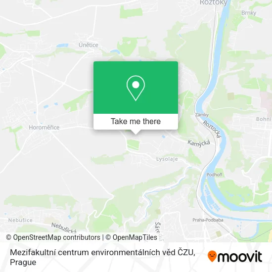 Карта Mezifakultní centrum environmentálních věd ČZU
