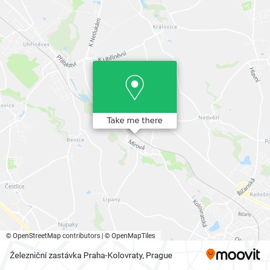 Železniční zastávka Praha-Kolovraty map