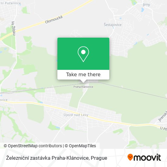 Карта Železniční zastávka Praha-Klánovice