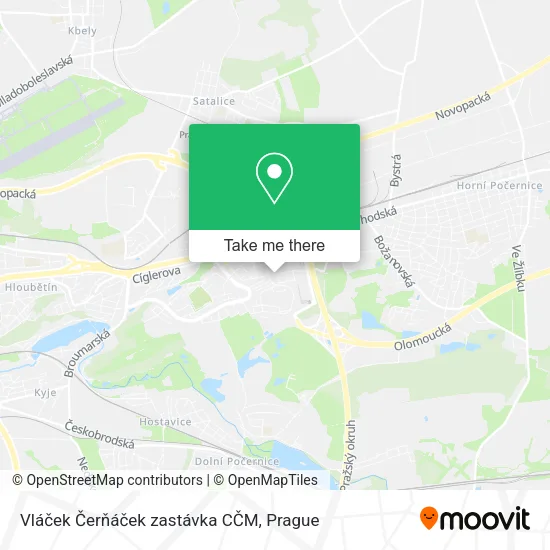 Карта Vláček Čerňáček zastávka CČM