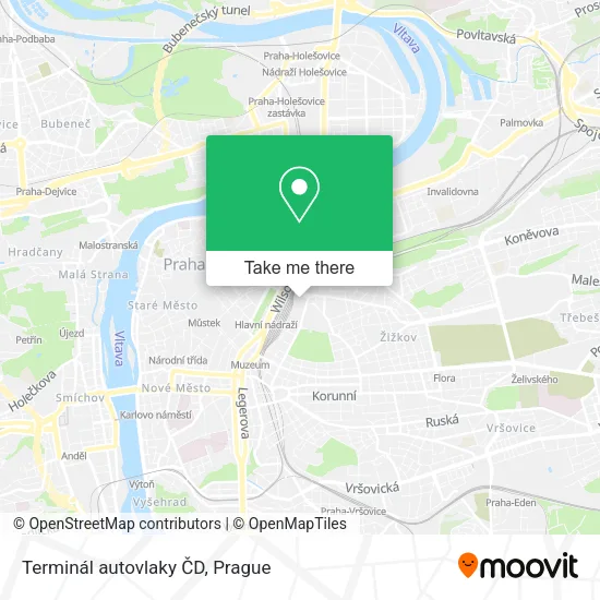 Карта Terminál autovlaky ČD