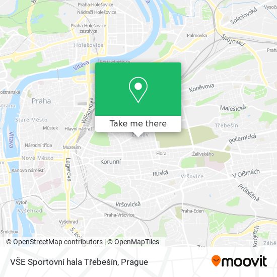 VŠE Sportovní hala Třebešín map