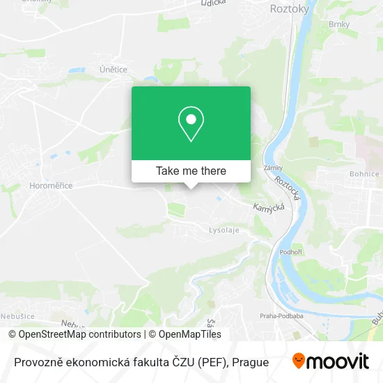 Карта Provozně ekonomická fakulta ČZU (PEF)