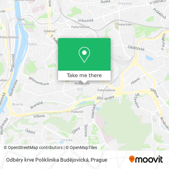 Odběry krve Poliklinika Budějovická map