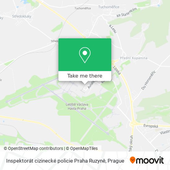 Inspektorát cizinecké policie Praha Ruzyně map