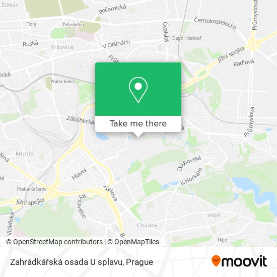 Zahrádkářská osada U splavu map