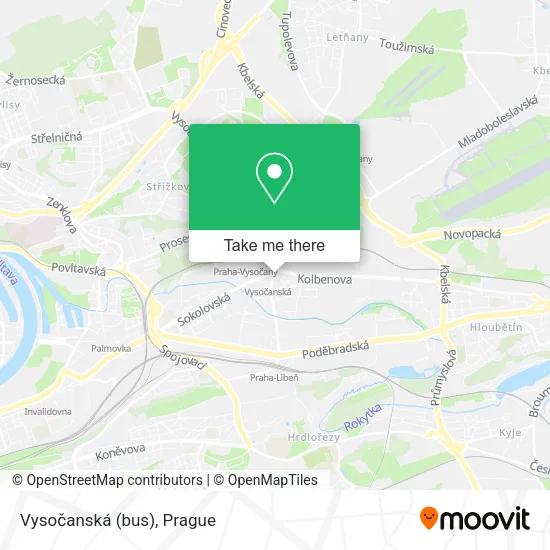 Карта Vysočanská (bus)