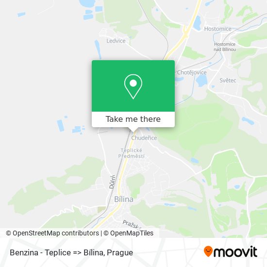 Benzina - Teplice => Bílina map