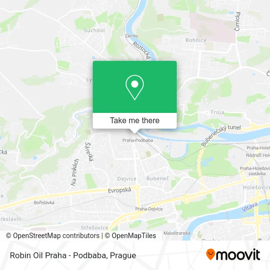 Карта Robin Oil Praha - Podbaba