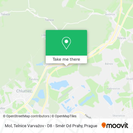 Mol, Telnice Varvažov - D8 - Směr Od Prahy map