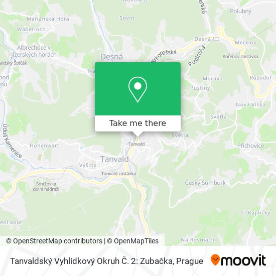 Tanvaldský Vyhlídkový Okruh Č. 2: Zubačka map